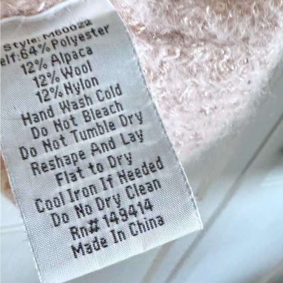 Johnny Was Pink Blush Sequin Alpaca Wool Cozy Sweater Crew Neck Sz Large Office - Picture 11 of 12